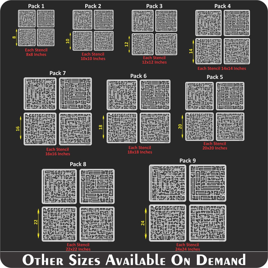 4 Qul In kufic Calligraphy Islamic Reusable Stencil for Canvas and wall painting.ID#4169 - imartdecor.com