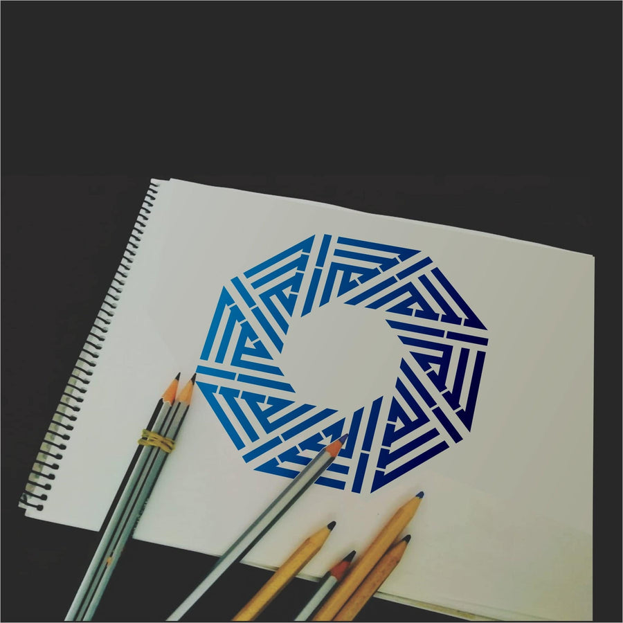 Allah Name in Kufic Round Calligraphy Islamic Reusable Stencil for Canvas and wall painting.ID# 4196 - imartdecor.com