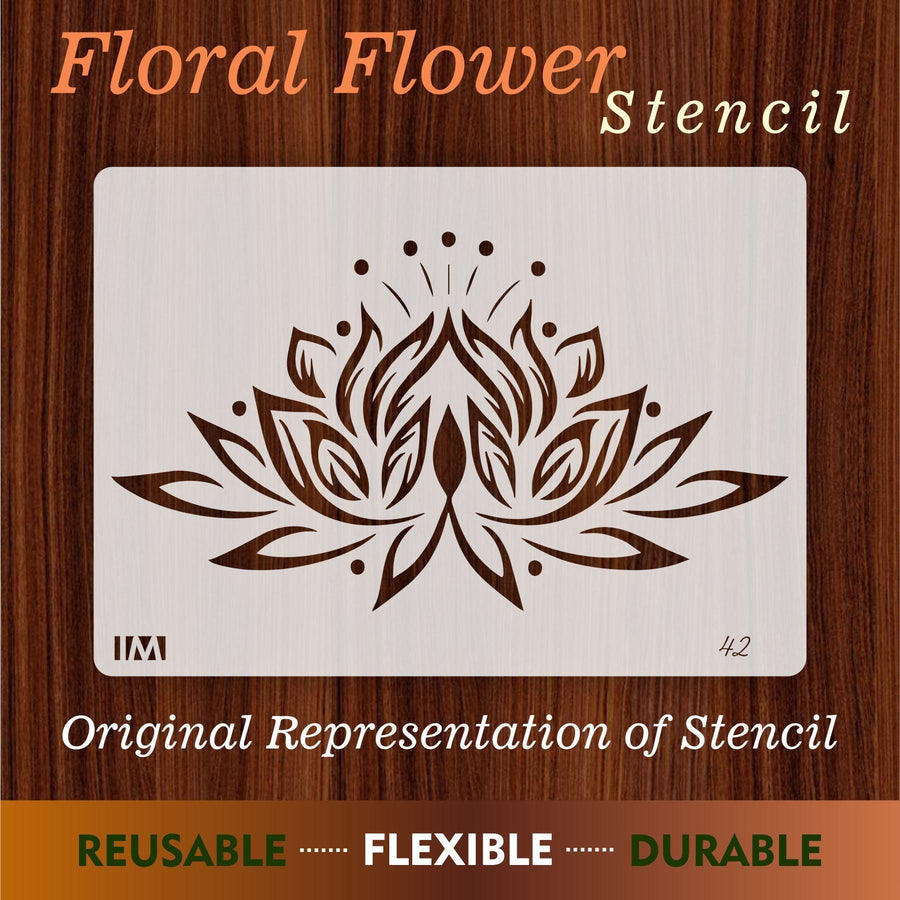 Floral Flower Reusable Stencil for Canvas and wall painting - imartdecor.com