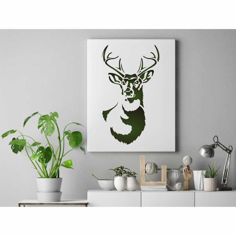 Deer Head Reusable Stencil for Canvas and wall painting - imartdecor.com