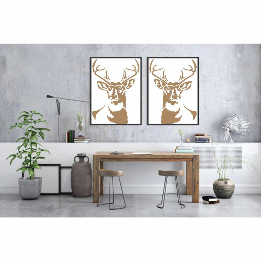 Deer Head Reusable Stencil for Canvas and wall painting - imartdecor.com