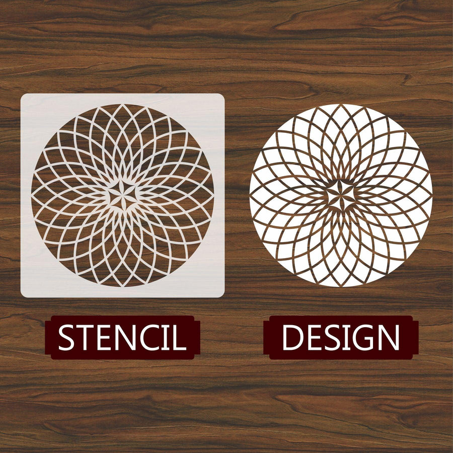 Round floral Reusable Stencil for Canvas and wall painting - imartdecor.com