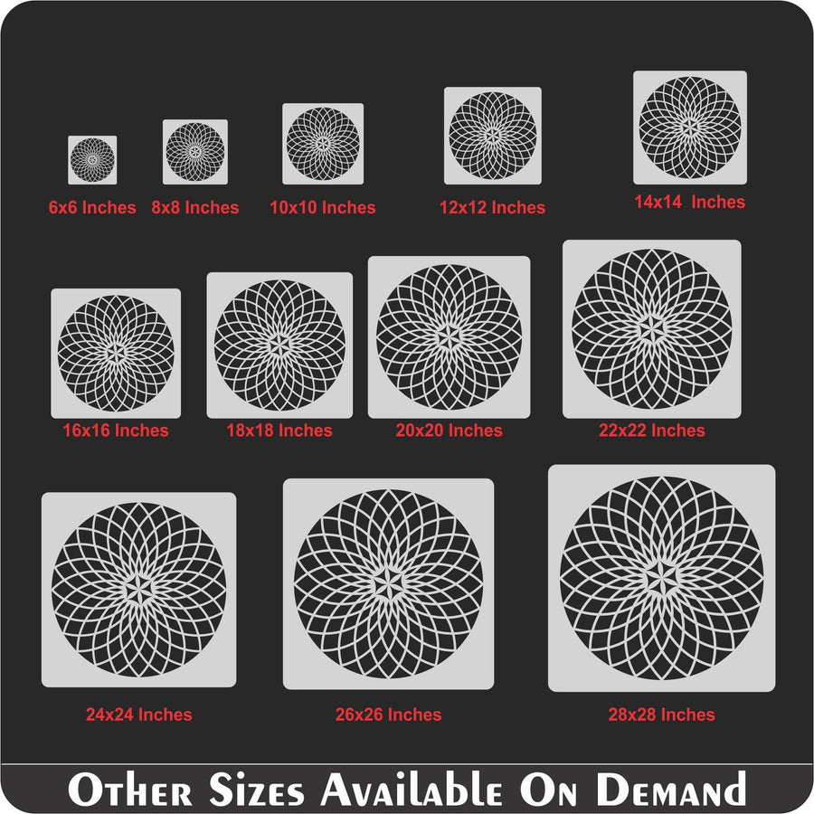 Round floral Reusable Stencil for Canvas and wall painting - imartdecor.com