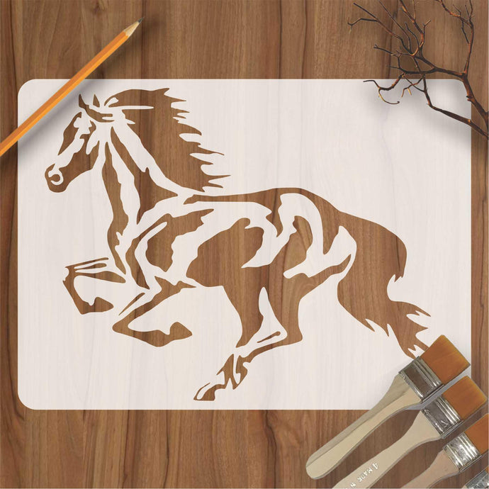 Running Horse Reusable Stencil for Canvas and wall painting - imartdecor.com