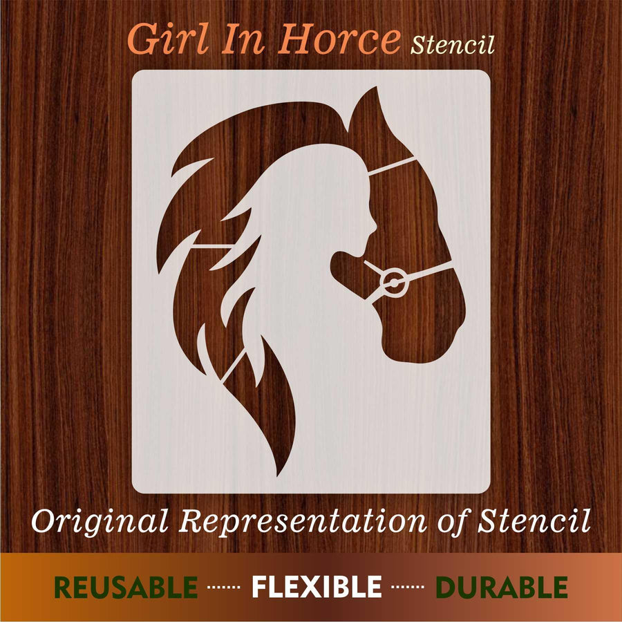 Horse & Girl Reusable Stencil for Canvas and wall painting - imartdecor.com