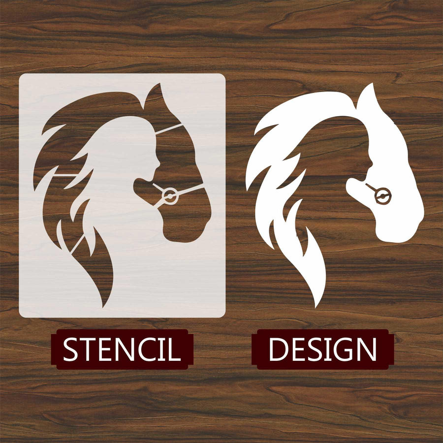 Horse & Girl Reusable Stencil for Canvas and wall painting - imartdecor.com