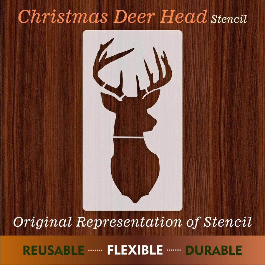Cristmas Deer Head Reusable Stencil for Canvas and wall painting - imartdecor.com