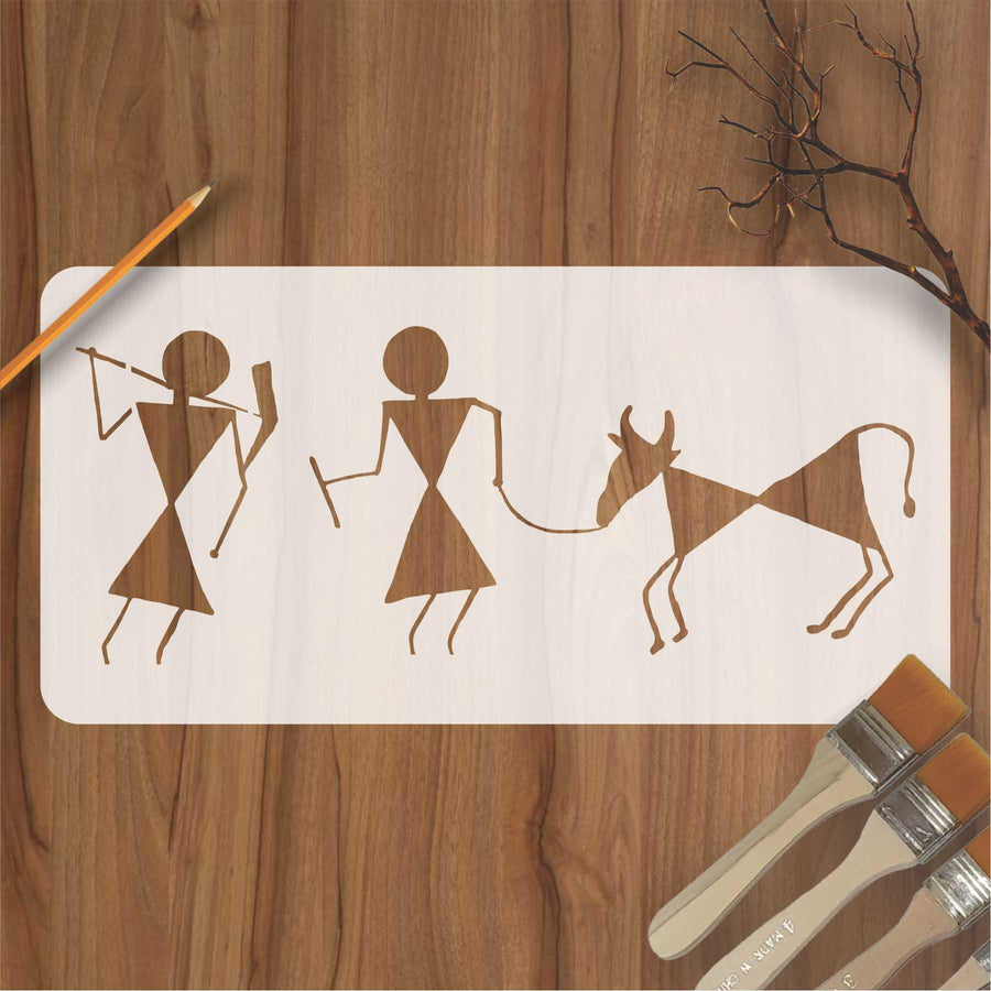 Warli & Ancient Art Reusable Stencil for Canvas and wall painting - imartdecor.com