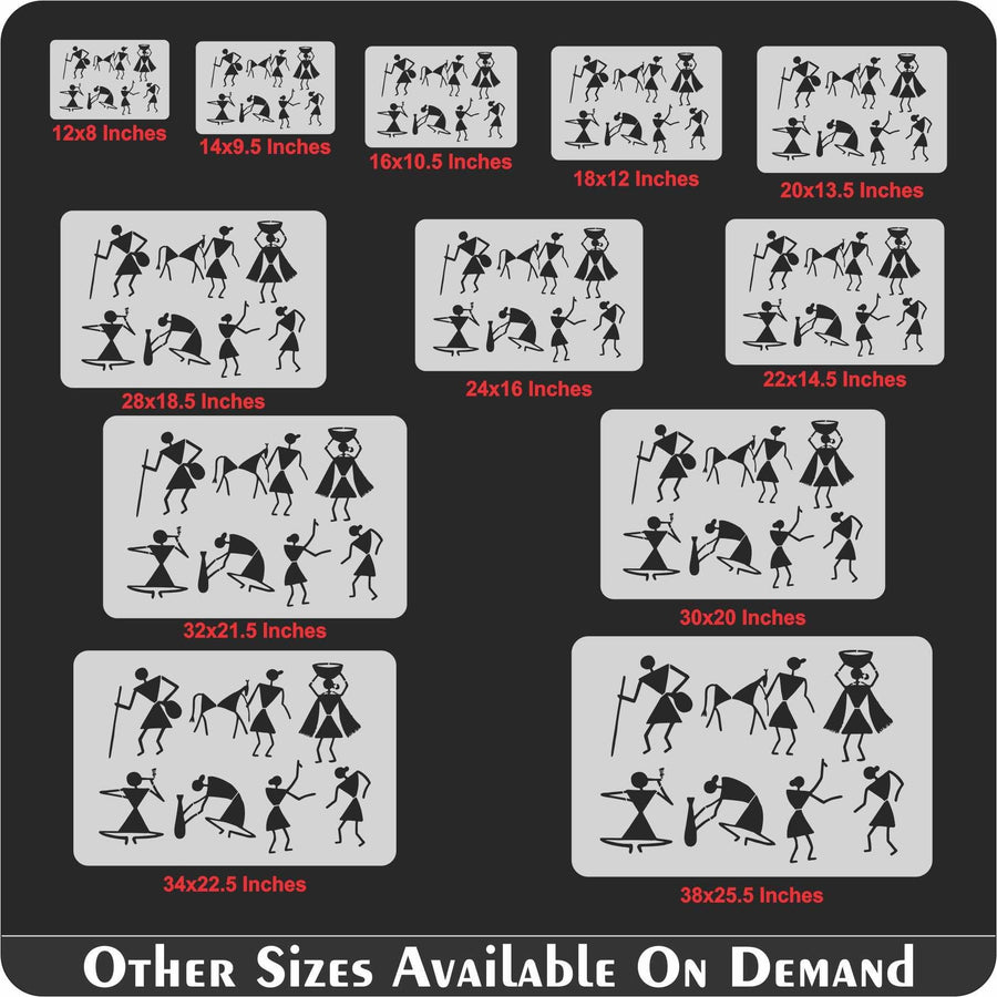 Warli & Ancient Art Reusable Stencil for Canvas and wall painting - imartdecor.com