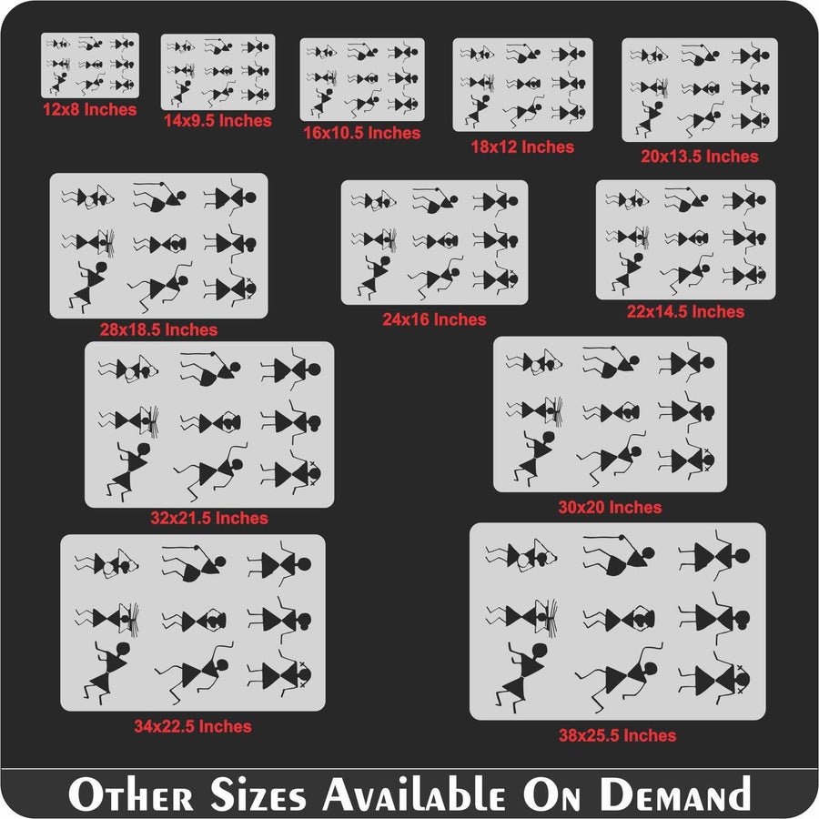 Warli & Ancient Art Reusable Stencil for Canvas and wall painting - imartdecor.com