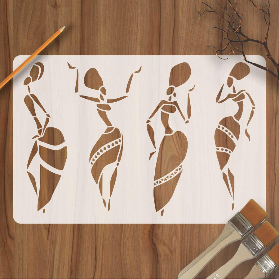 Warli & Ancient Art Reusable Stencil for Canvas and wall painting - imartdecor.com