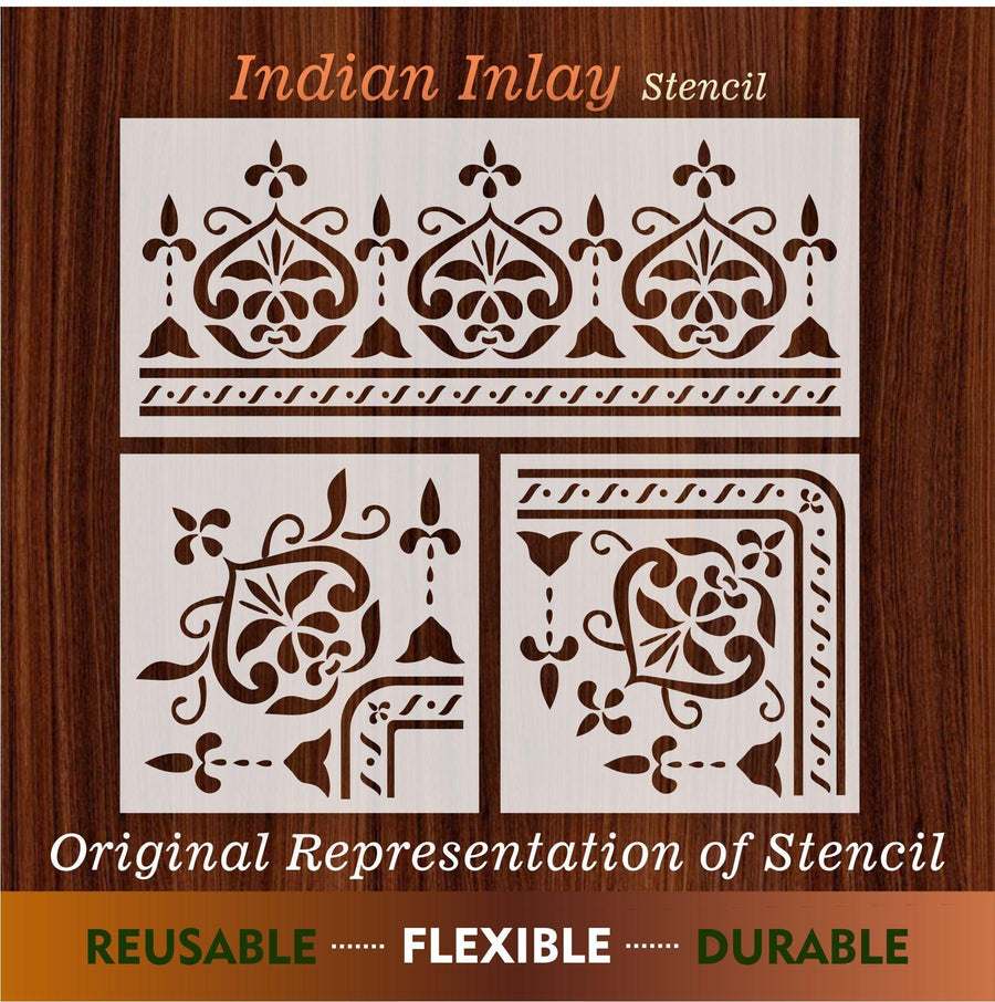 Indian Inlay(furniture and fabric) Reusable Stencil For Canvas And Wall Painting - imartdecor.com