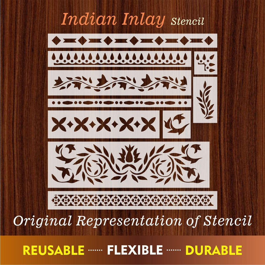 Indian Inlay (furniture and fabric) Reusable Stencil For Canvas And Wall Painting - imartdecor.com