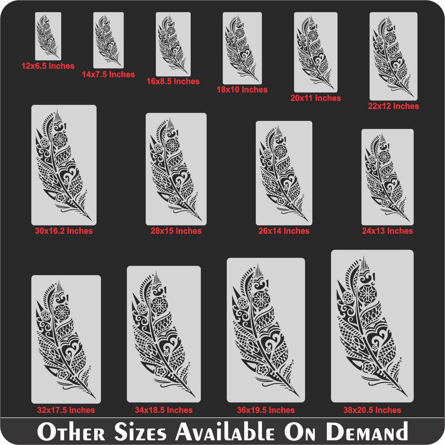 Mandala Feather Reusable Stencil For Canvas And Wall Painting - imartdecor.com