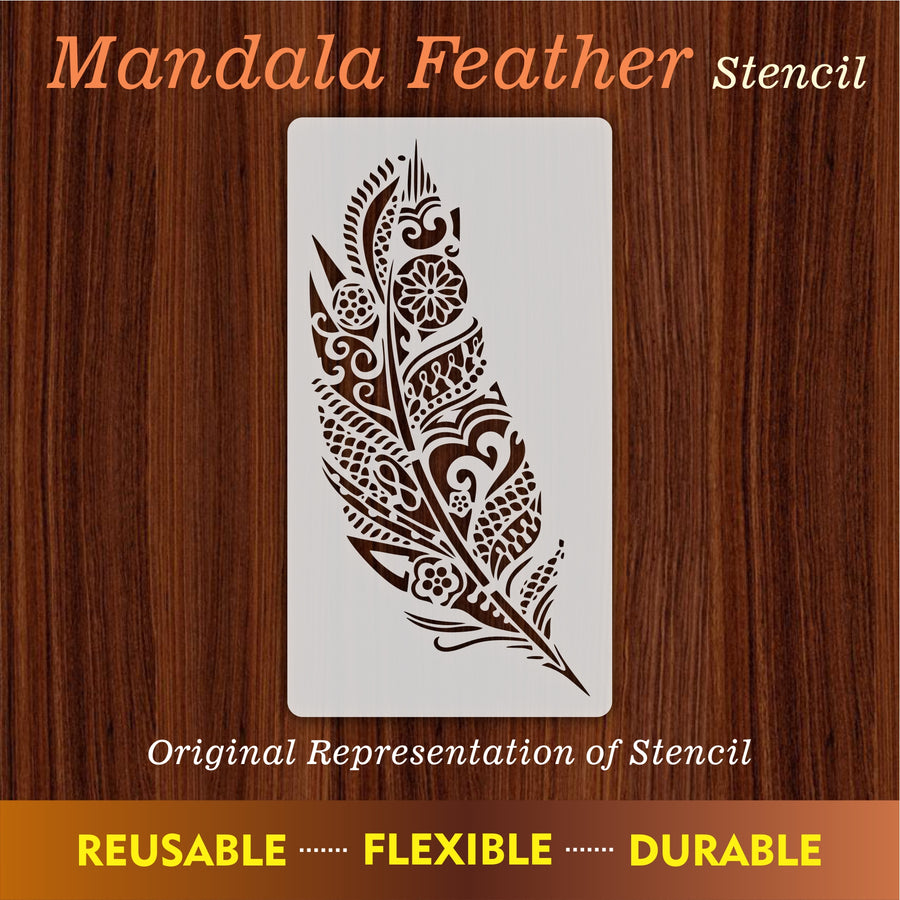 Mandala Feather Reusable Stencil For Canvas And Wall Painting - imartdecor.com