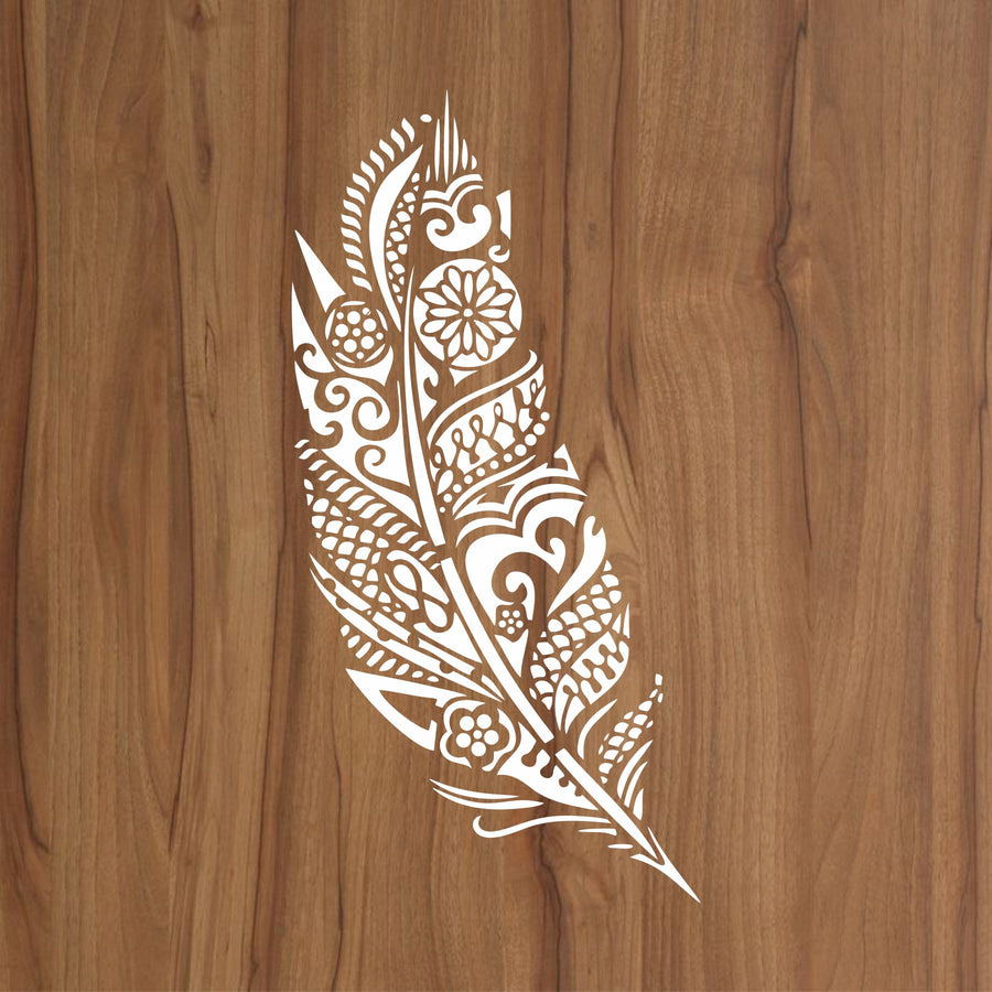 Mandala Feather Reusable Stencil For Canvas And Wall Painting - imartdecor.com