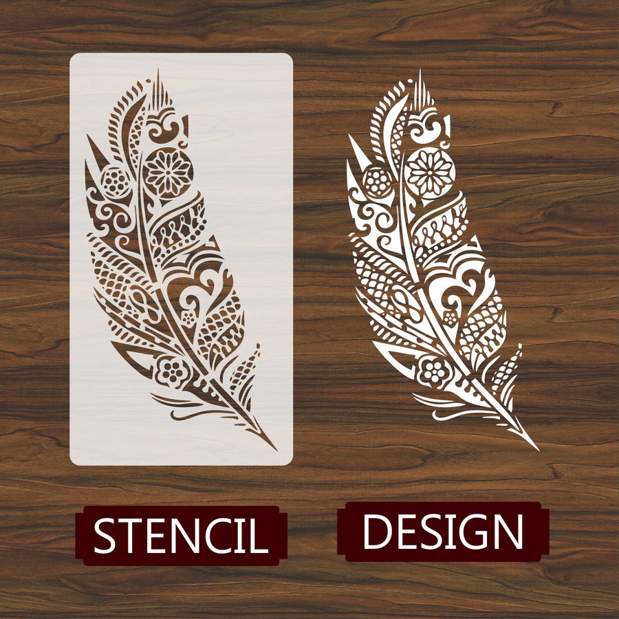 Mandala Feather Reusable Stencil For Canvas And Wall Painting - imartdecor.com