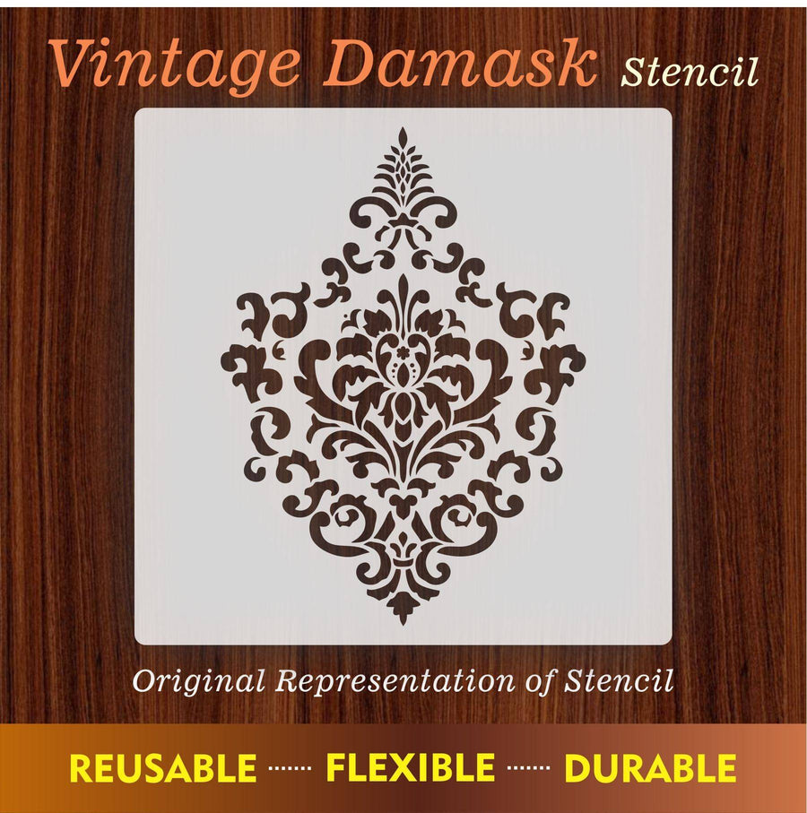 Vintage Damask Floral Reusable Stencil for Canvas and wall painting.ID #465 - imartdecor.com