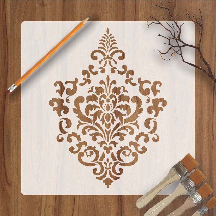 Vintage Damask Floral Reusable Stencil for Canvas and wall painting.ID #465 - imartdecor.com