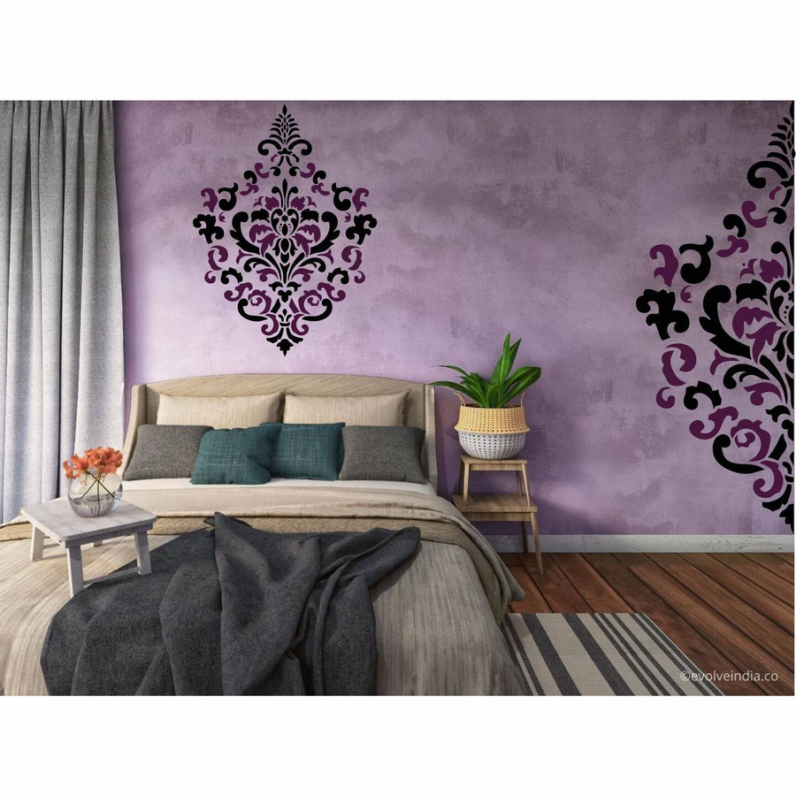 Vintage Damask Floral Reusable Stencil for Canvas and wall painting.ID #465 - imartdecor.com