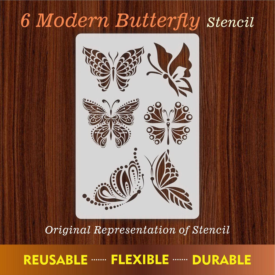 6 Modern Butterfly Reusable Stencil for Canvas and wall painting..ID#467 - imartdecor.com