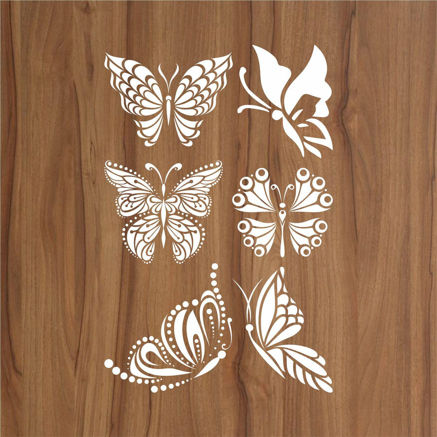 6 Modern Butterfly Reusable Stencil for Canvas and wall painting..ID#467 - imartdecor.com