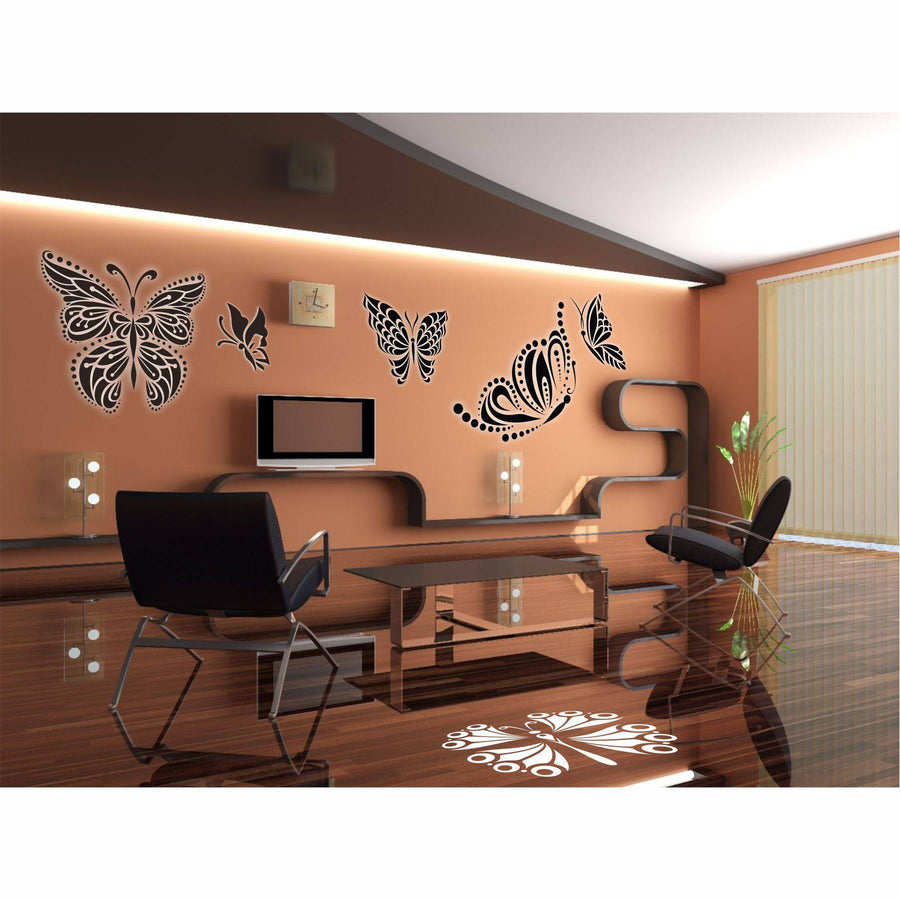 6 Modern Butterfly Reusable Stencil for Canvas and wall painting..ID#467 - imartdecor.com