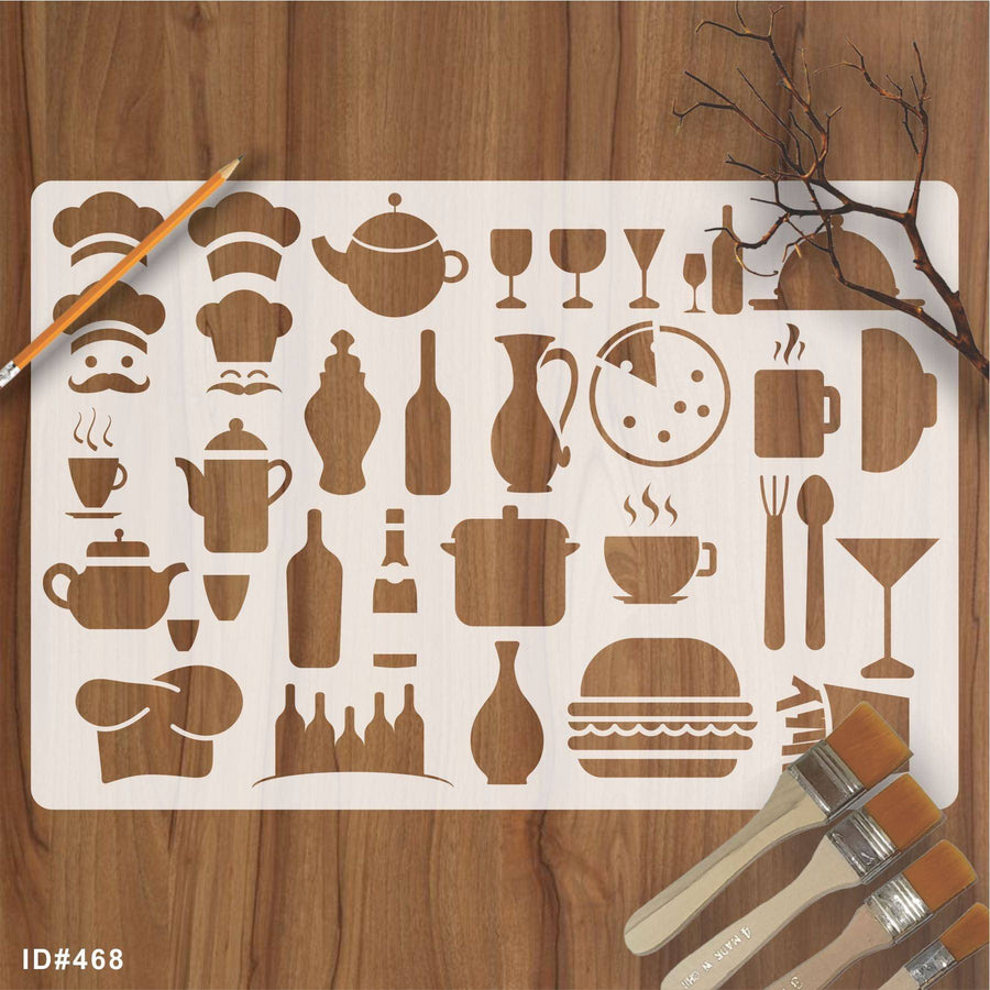 Kitchen Items Reusable Stencil For Canvas And Wall Painting.ID#468 - imartdecor.com