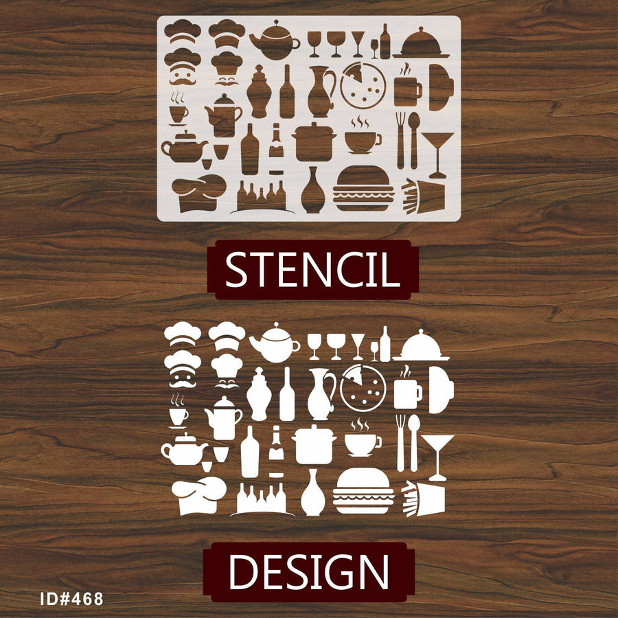 Kitchen Items Reusable Stencil For Canvas And Wall Painting.ID#468 - imartdecor.com