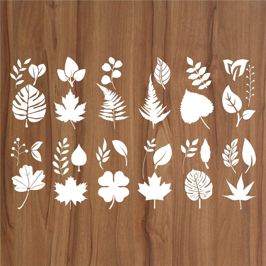 Pack Of 12 Tropical Leaves Reusable Stencil For Canvas And Wall Painting.ID#470 - imartdecor.com