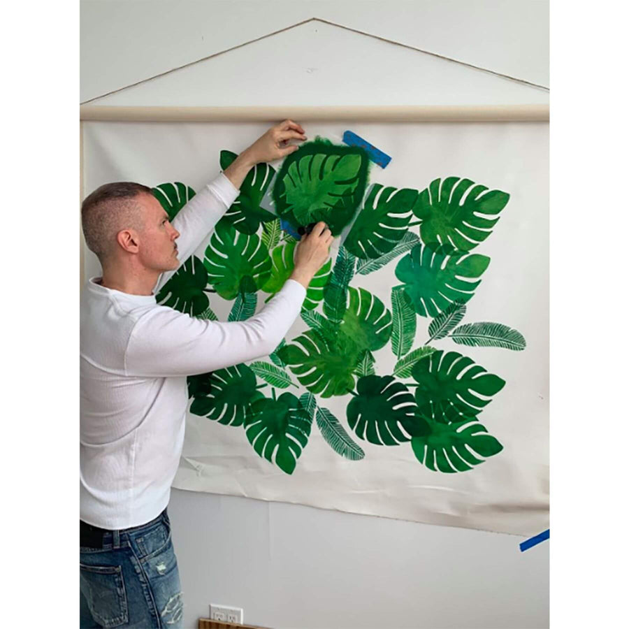 Pack Of 12 Tropical Leaves Reusable Stencil For Canvas And Wall Painting.ID#470 - imartdecor.com