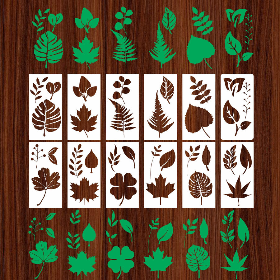 12 pieces 8 inches Size Reusable Stencil For Canvas And Wall Painting - imartdecor.com
