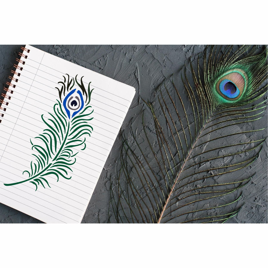 Peacock Feather Reusable Stencil For Canvas And Wall Painting.ID#471 - imartdecor.com