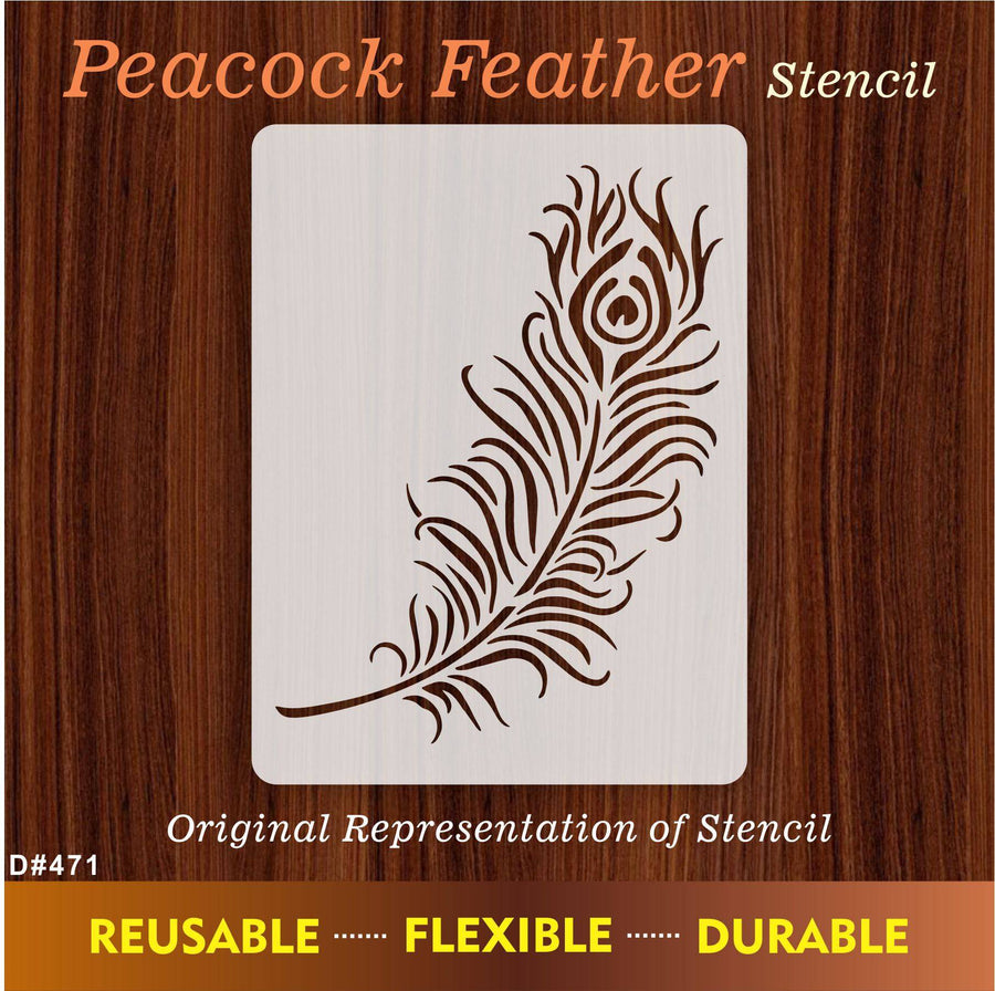 Peacock Feather Reusable Stencil For Canvas And Wall Painting.ID#471 - imartdecor.com
