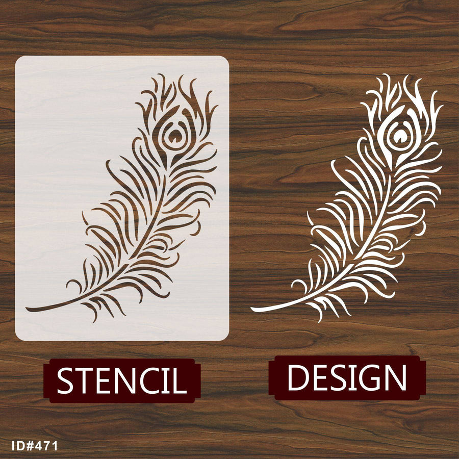 Peacock Feather Reusable Stencil For Canvas And Wall Painting.ID#471 - imartdecor.com