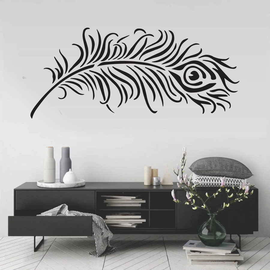 Peacock Feather Reusable Stencil For Canvas And Wall Painting.ID#471 - imartdecor.com