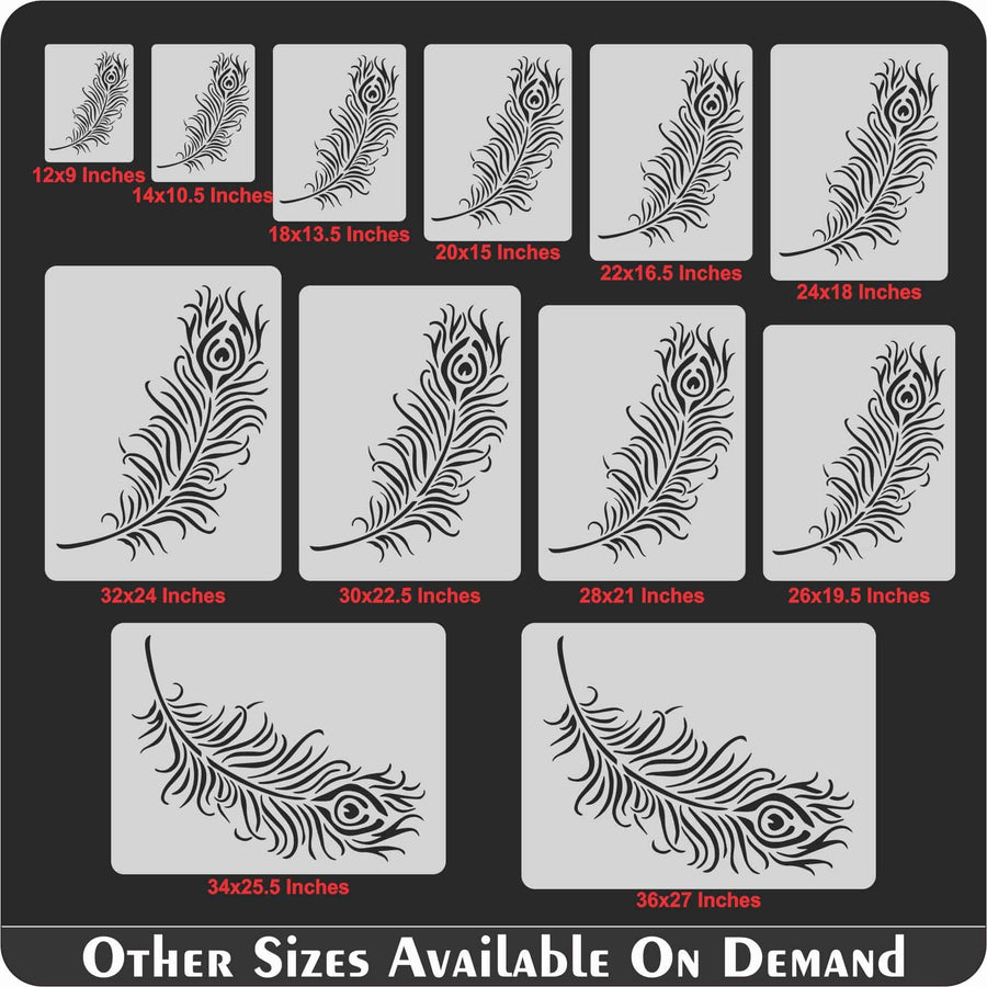 Peacock Feather Reusable Stencil For Canvas And Wall Painting.ID#471 - imartdecor.com