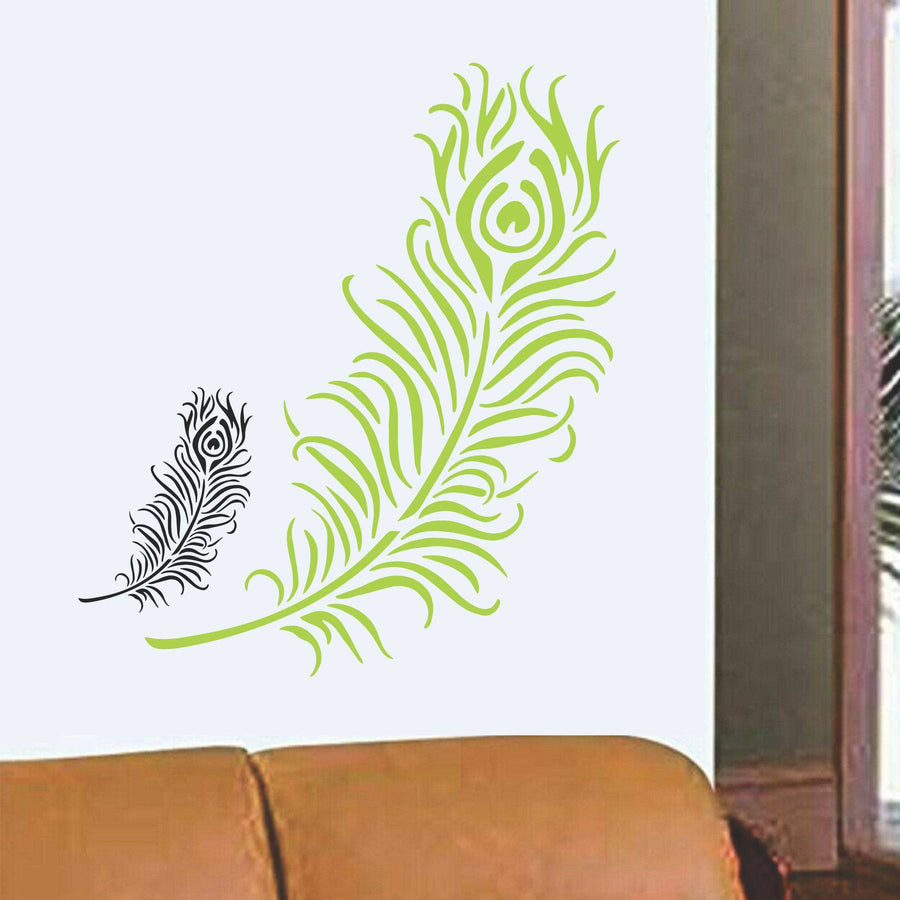 Peacock Feather Reusable Stencil For Canvas And Wall Painting.ID#471 - imartdecor.com