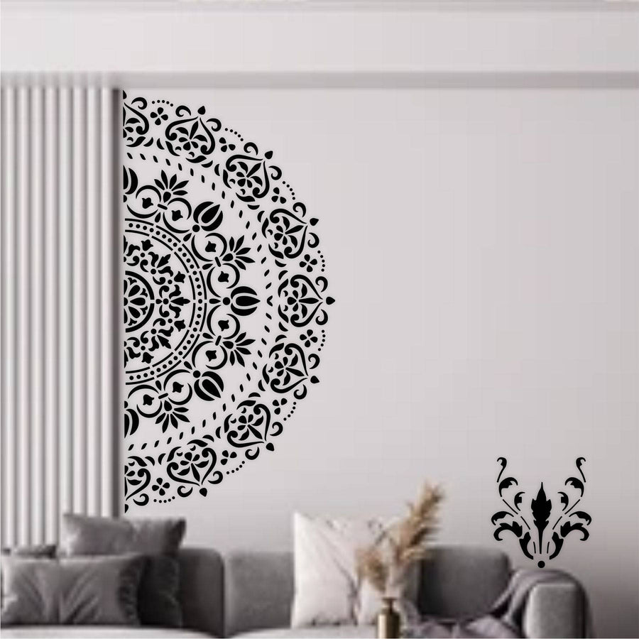Mandala and Damask Reusable Stencil For Canvas And Wall Painting. ID #475 - imartdecor.com