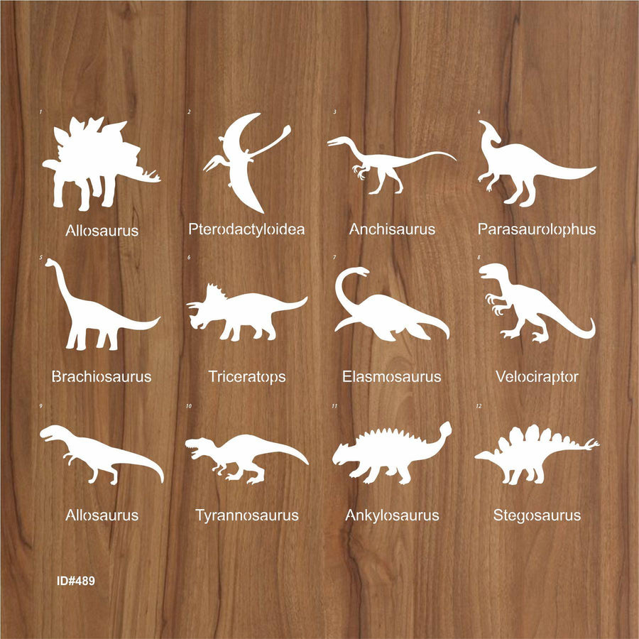 Pack of 12 Dinosaur Stencils For Canvas And Wall Painting Scrapbook Coloring Embossing Album Decorative Template.ID #489 - imartdecor.com