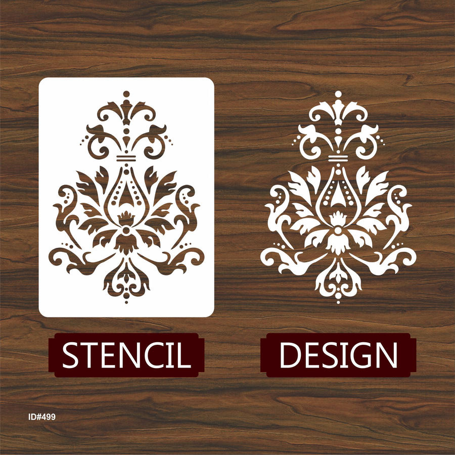 Damask Reusable Stencil Used for Tile, Wood, Floor, Wall. ID #499 - imartdecor.com