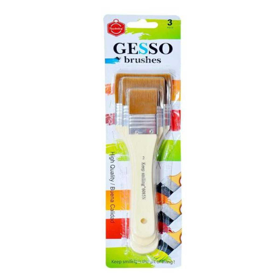 3 Pcs- Original High Quality Keep Smiling Gesso Wide Soft Brushes Set - imartdecor.com