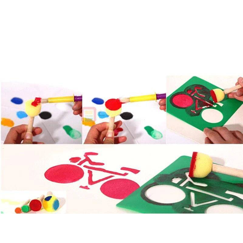 5pcs Assorted Round Paint Foam Sponge Brush Set Painting Tools for Kids Painting Crafts and DIY Art Graffiti Painting - imartdecor.com