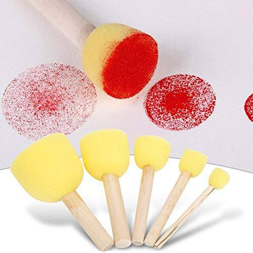 5pcs Assorted Round Paint Foam Sponge Brush Set Painting Tools for Kids Painting Crafts and DIY Art Graffiti Painting - imartdecor.com