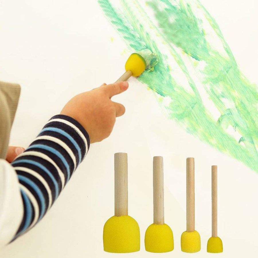 5pcs Assorted Round Paint Foam Sponge Brush Set Painting Tools for Kids Painting Crafts and DIY Art Graffiti Painting - imartdecor.com