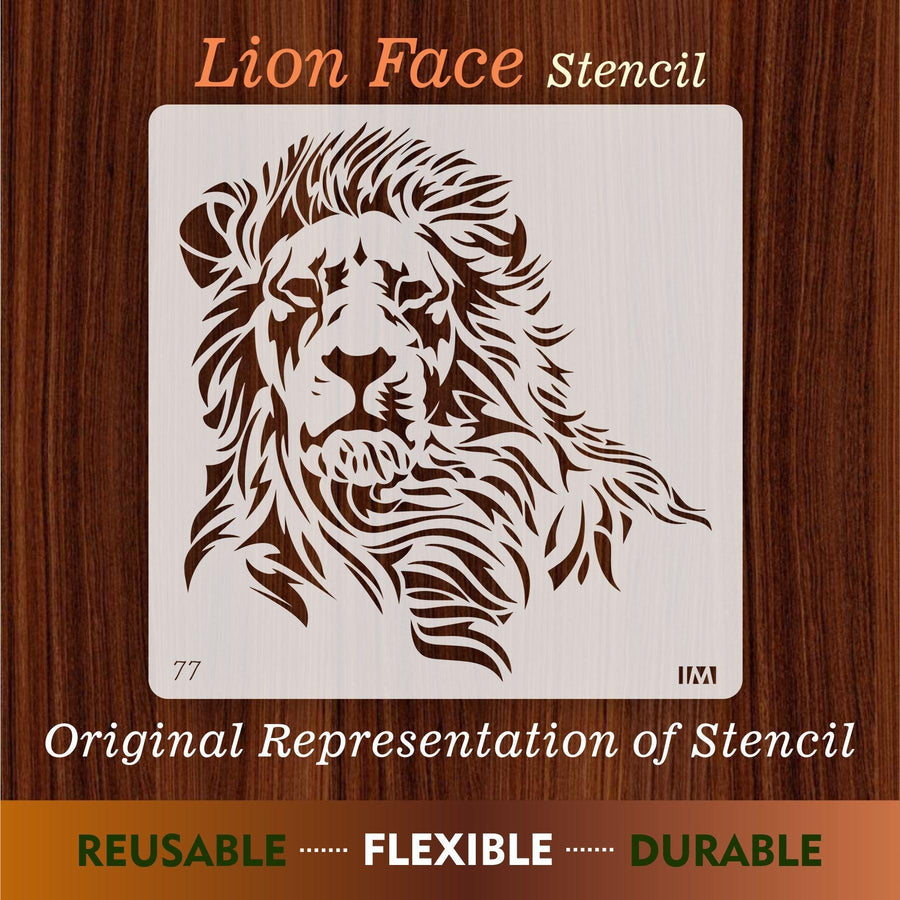 Lion Face Reusable Stencil for Canvas and wall painting - imartdecor.com