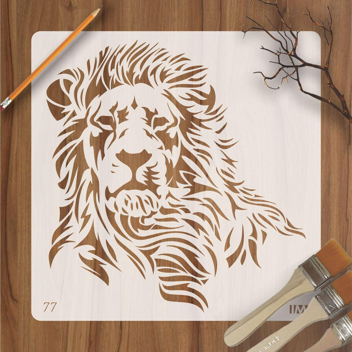 Lion Face Reusable Stencil for Canvas and wall painting - imartdecor.com