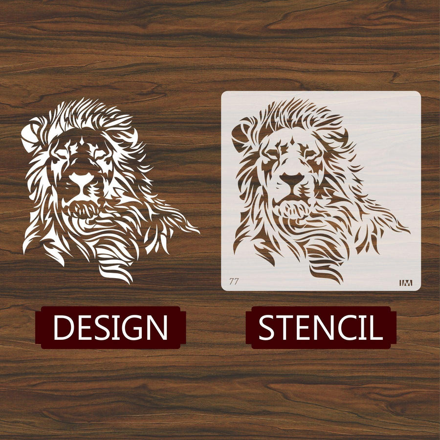 Lion Face Reusable Stencil for Canvas and wall painting - imartdecor.com