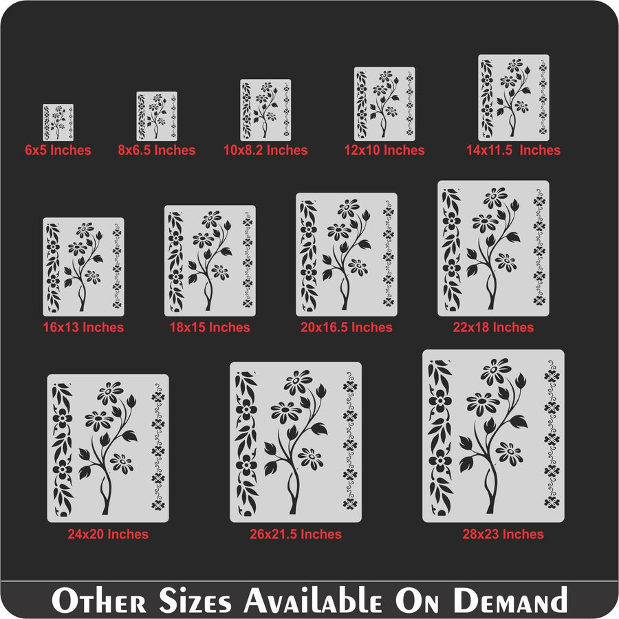 Floral Flower Reusable Stencil for Canvas and wall painting - imartdecor.com