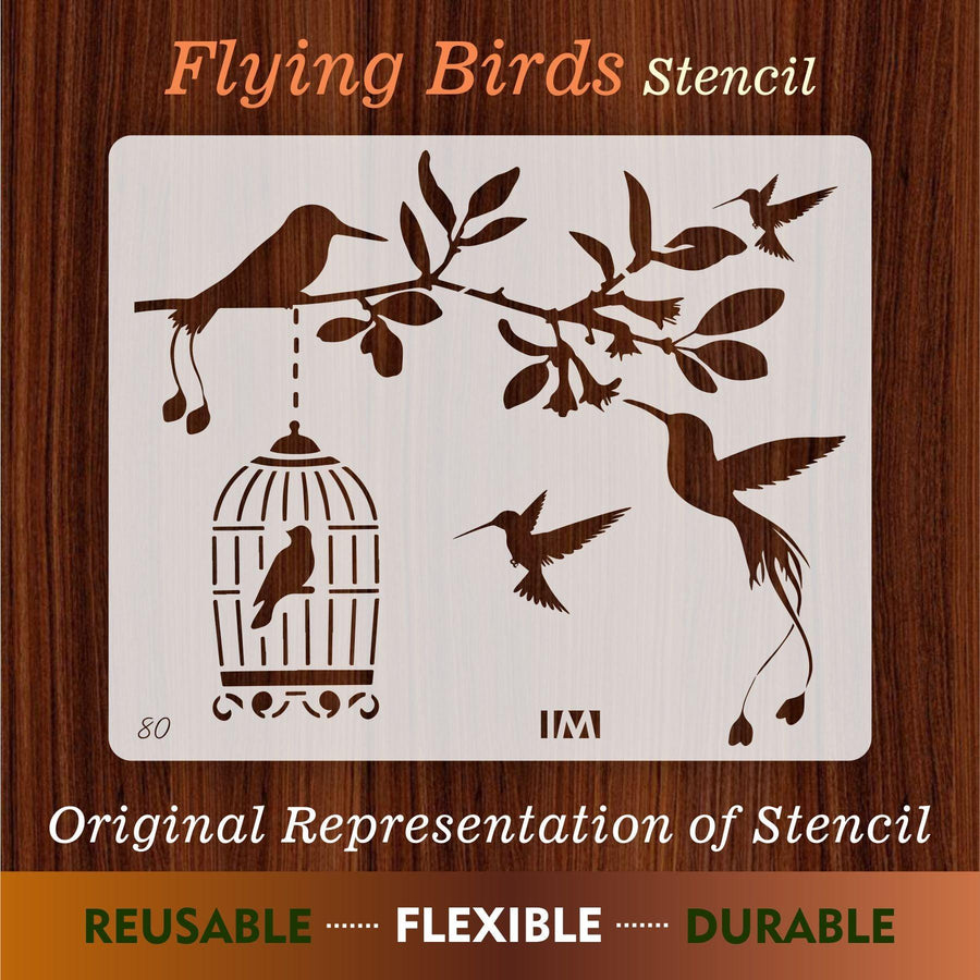 Flying Birds Room décor Reusable Stencil for Canvas and wall painting... - imartdecor.com